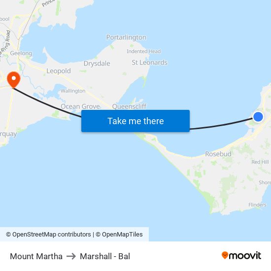 Mount Martha to Marshall - Bal map