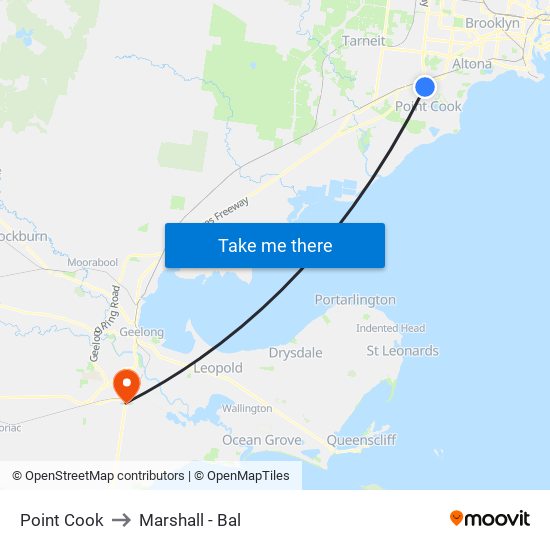 Point Cook to Marshall - Bal map