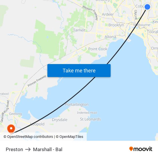 Preston to Marshall - Bal map