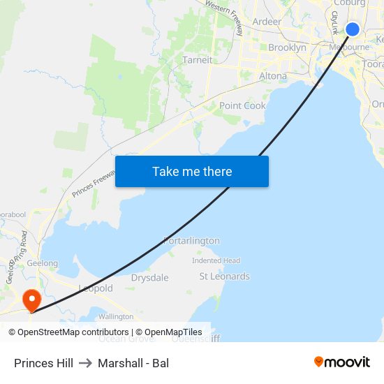 Princes Hill to Marshall - Bal map