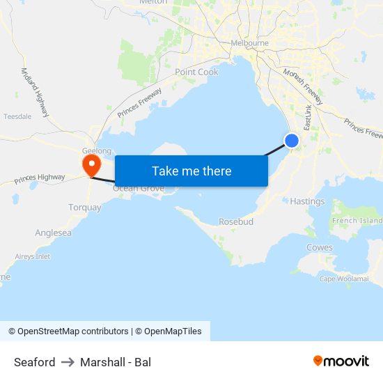 Seaford to Marshall - Bal map