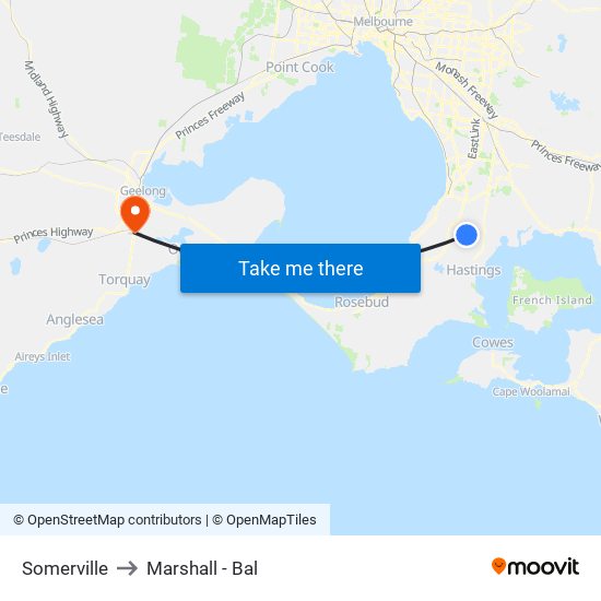 Somerville to Marshall - Bal map