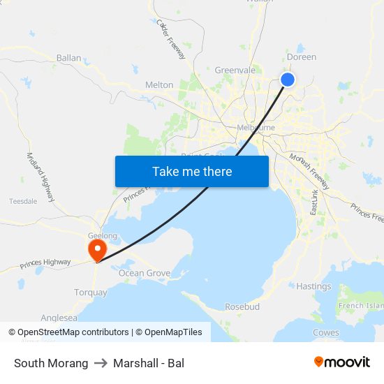 South Morang to Marshall - Bal map