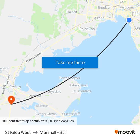 St Kilda West to Marshall - Bal map