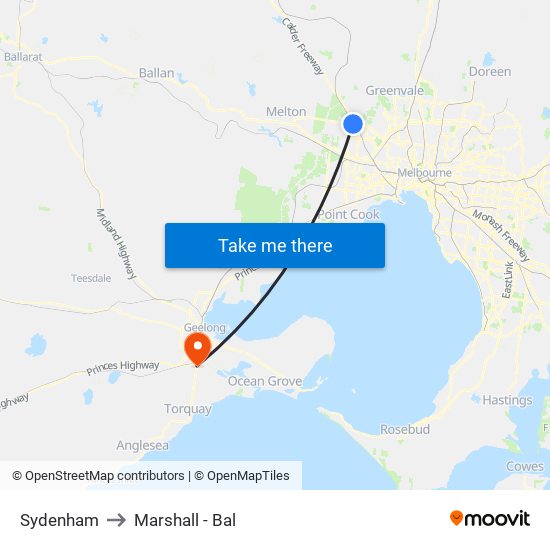 Sydenham to Marshall - Bal map