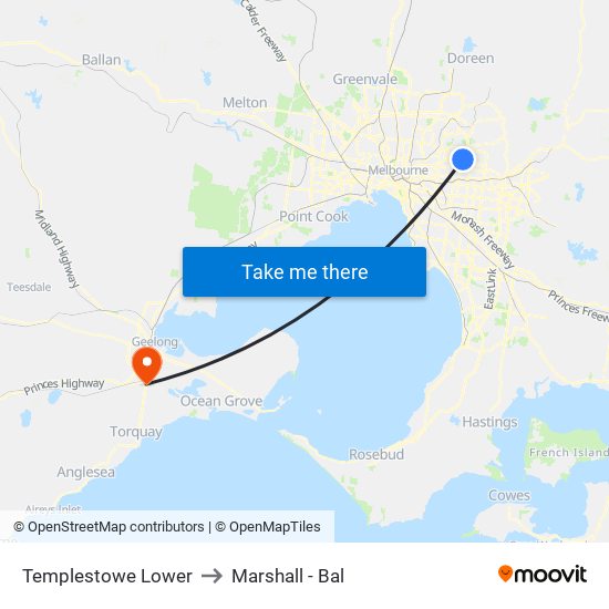 Templestowe Lower to Marshall - Bal map