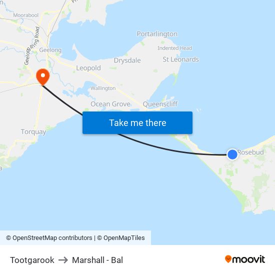 Tootgarook to Marshall - Bal map