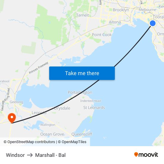 Windsor to Marshall - Bal map