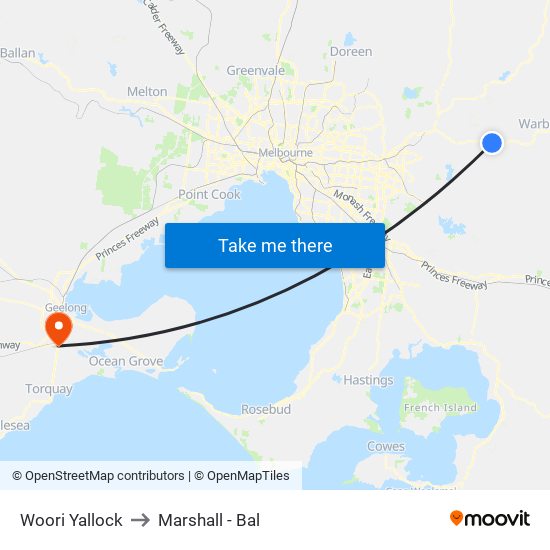 Woori Yallock to Marshall - Bal map