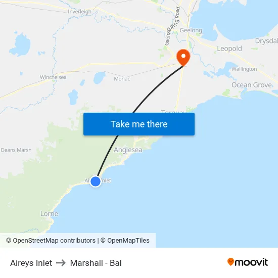 Aireys Inlet to Marshall - Bal map