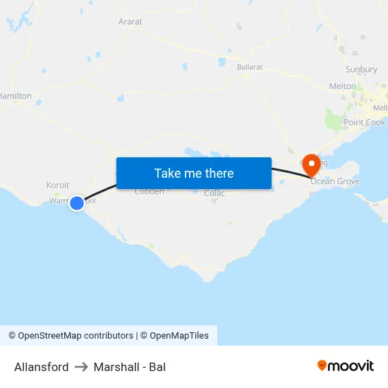 Allansford to Marshall - Bal map