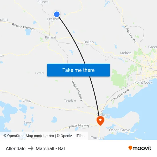 Allendale to Marshall - Bal map