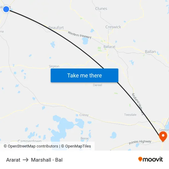 Ararat to Marshall - Bal map