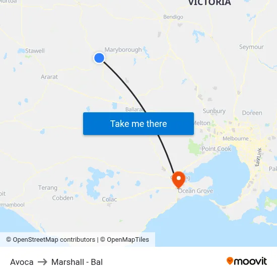 Avoca to Marshall - Bal map