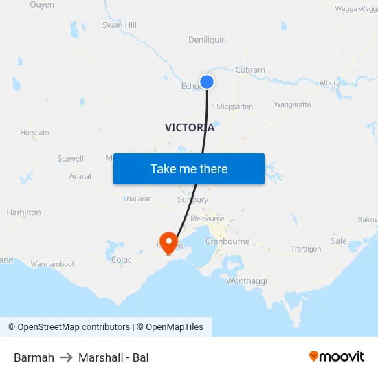 Barmah to Marshall - Bal map