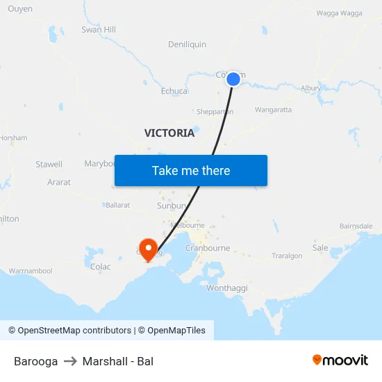 Barooga to Marshall - Bal map