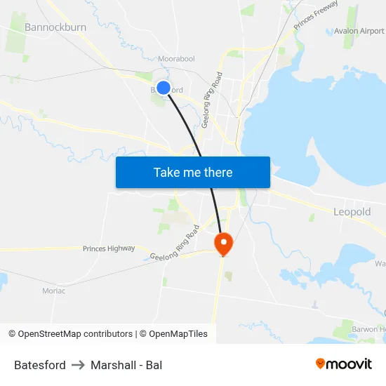 Batesford to Marshall - Bal map