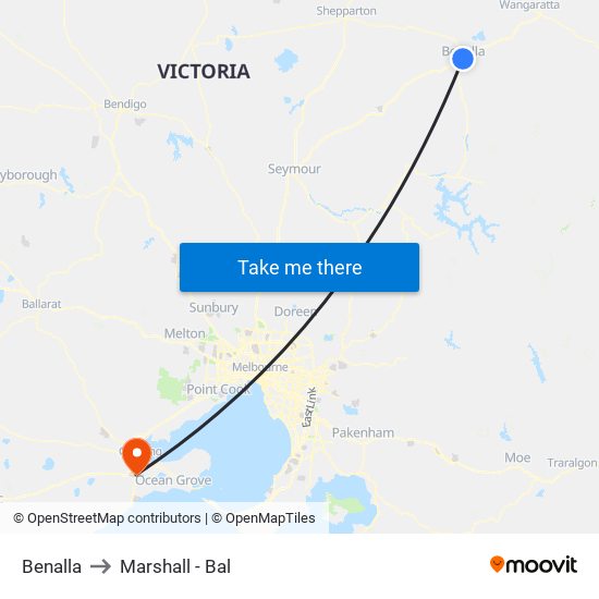 Benalla to Marshall - Bal map