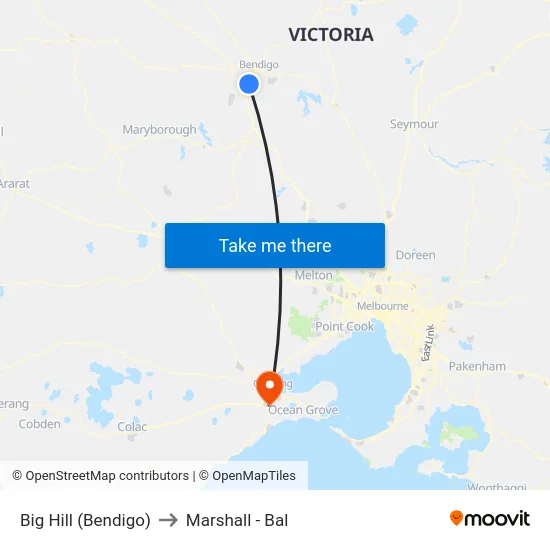 Big Hill (Bendigo) to Marshall - Bal map