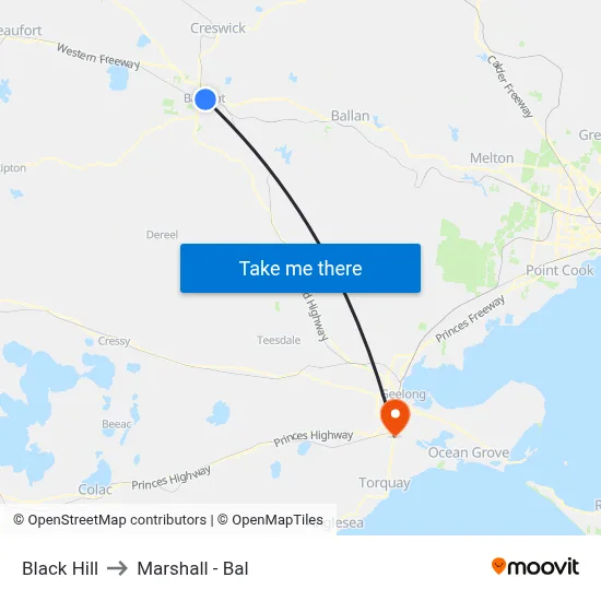 Black Hill to Marshall - Bal map