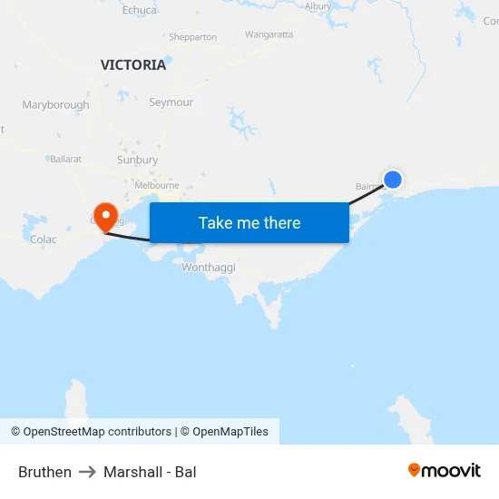 Bruthen to Marshall - Bal map