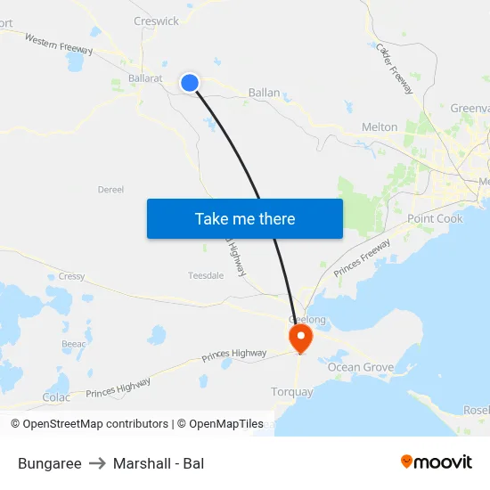 Bungaree to Marshall - Bal map