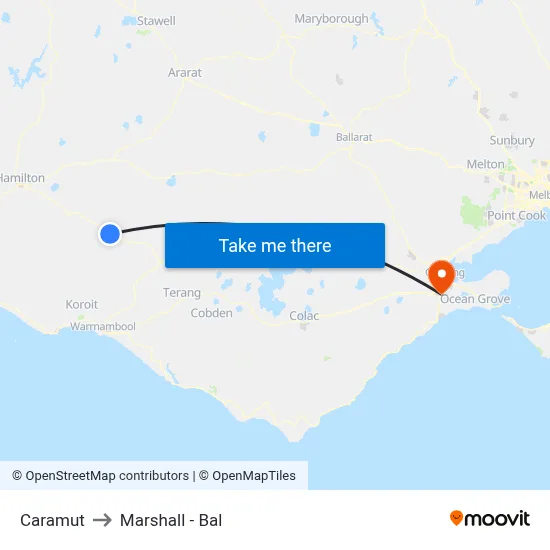 Caramut to Marshall - Bal map