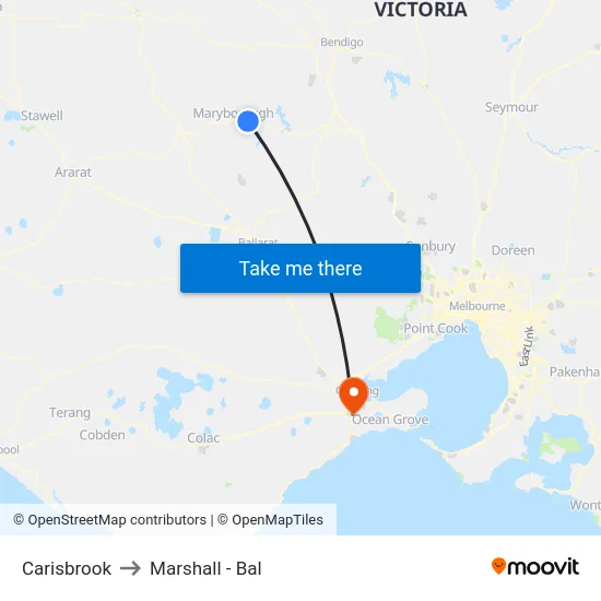 Carisbrook to Marshall - Bal map