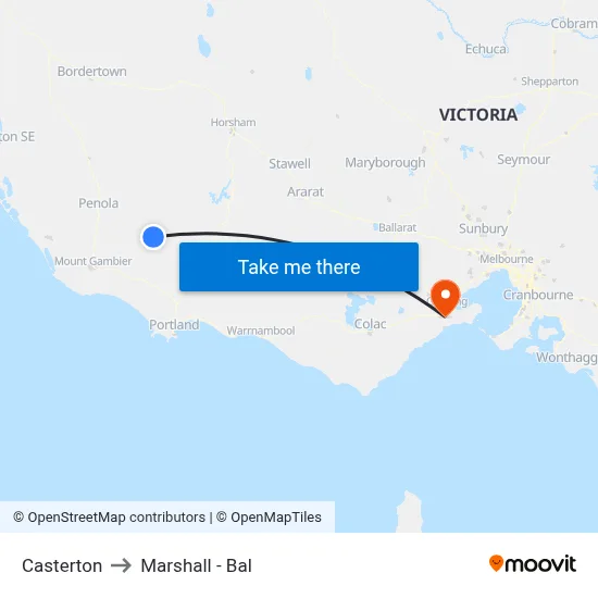 Casterton to Marshall - Bal map