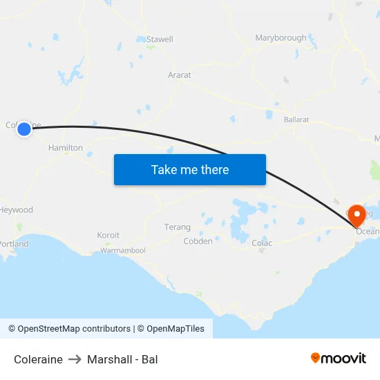 Coleraine to Marshall - Bal map