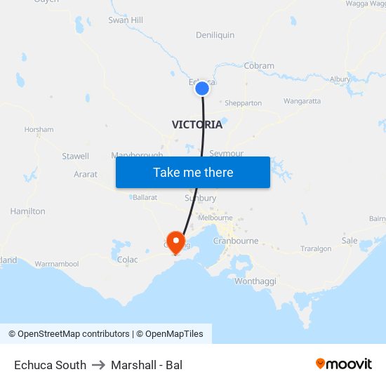 Echuca South to Marshall - Bal map