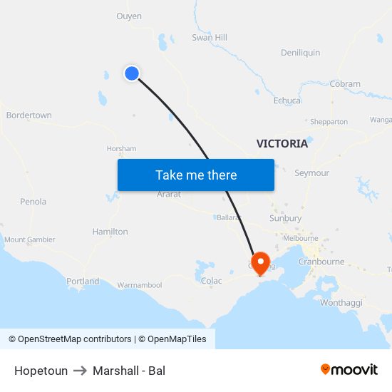 Hopetoun to Marshall - Bal map