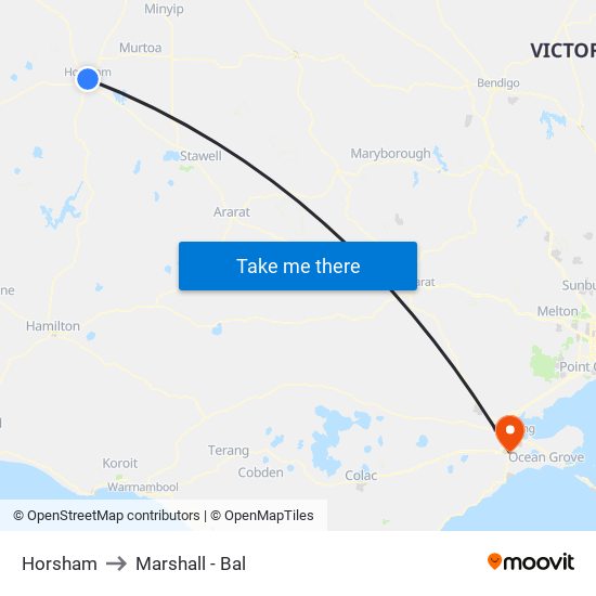 Horsham to Marshall - Bal map