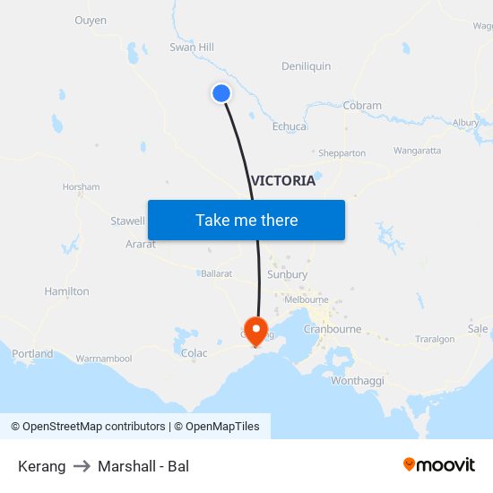 Kerang to Marshall - Bal map