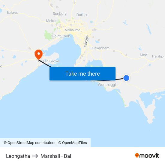 Leongatha to Marshall - Bal map