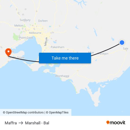 Maffra to Marshall - Bal map