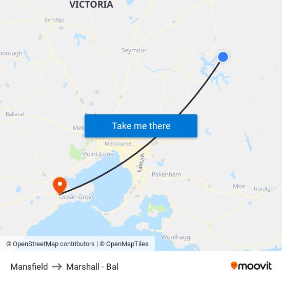 Mansfield to Marshall - Bal map