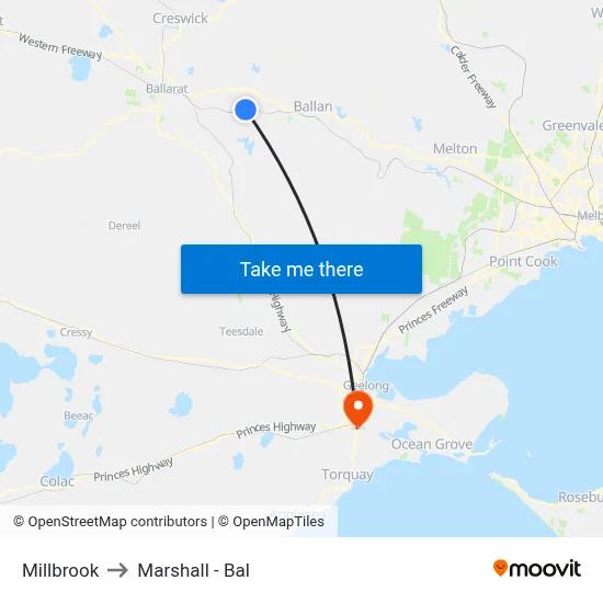 Millbrook to Marshall - Bal map
