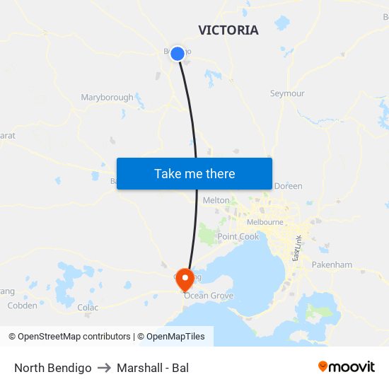 North Bendigo to Marshall - Bal map