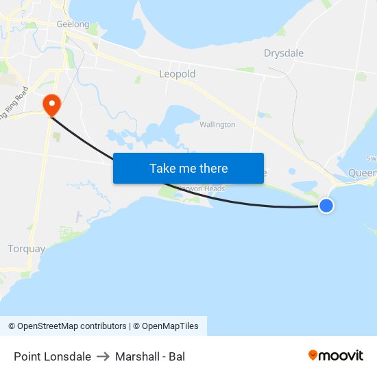 Point Lonsdale to Marshall - Bal map