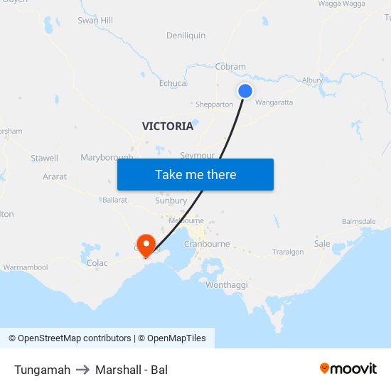 Tungamah to Marshall - Bal map