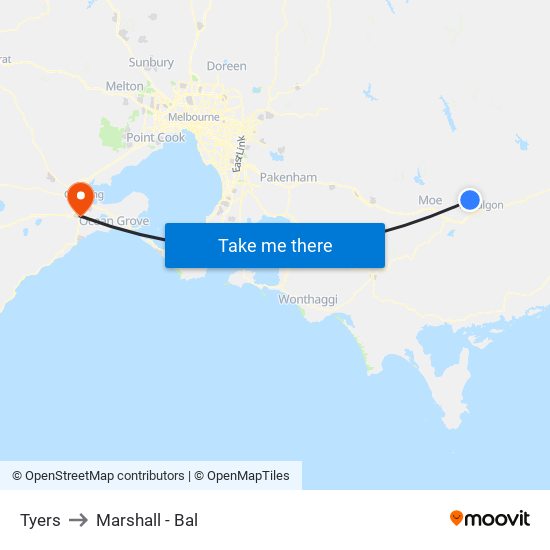 Tyers to Marshall - Bal map