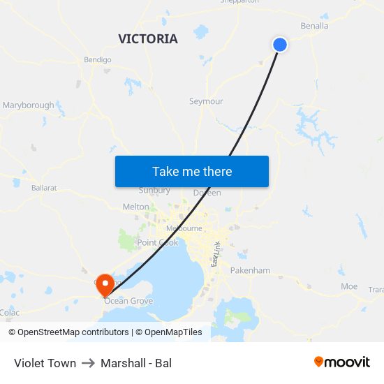 Violet Town to Marshall - Bal map