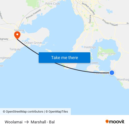 Woolamai to Marshall - Bal map