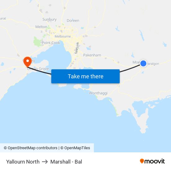 Yallourn North to Marshall - Bal map