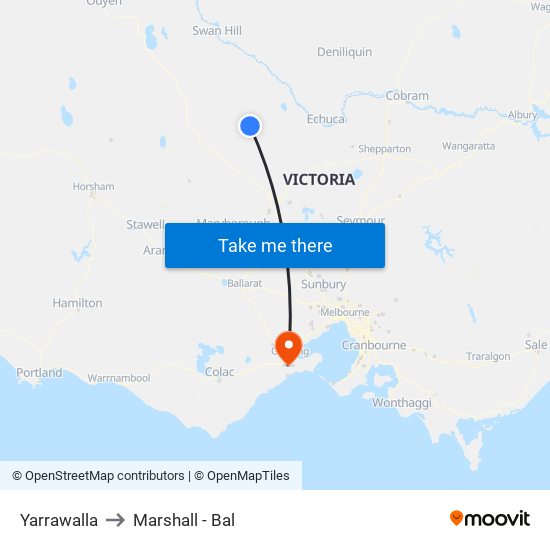 Yarrawalla to Marshall - Bal map