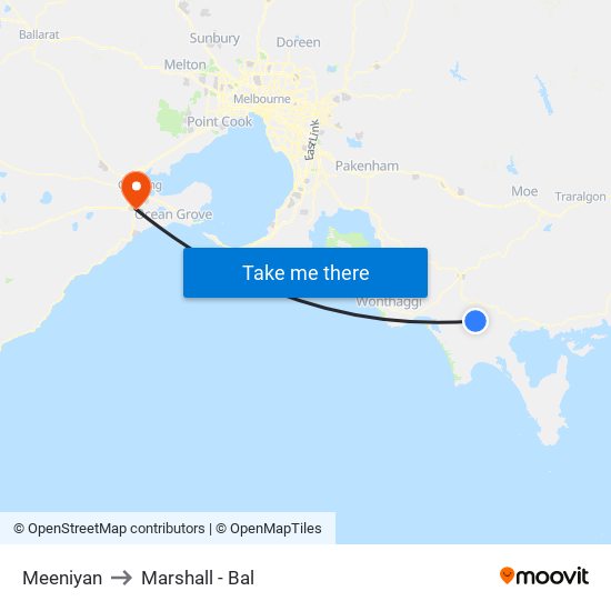 Meeniyan to Marshall - Bal map