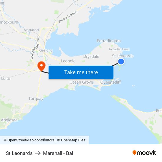 St Leonards to Marshall - Bal map