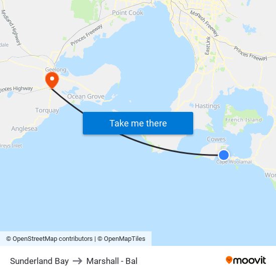 Sunderland Bay to Marshall - Bal map