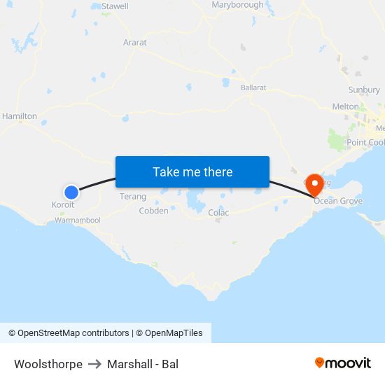 Woolsthorpe to Marshall - Bal map